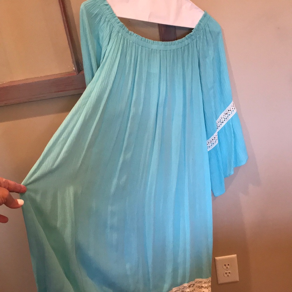Dress light blue and white
